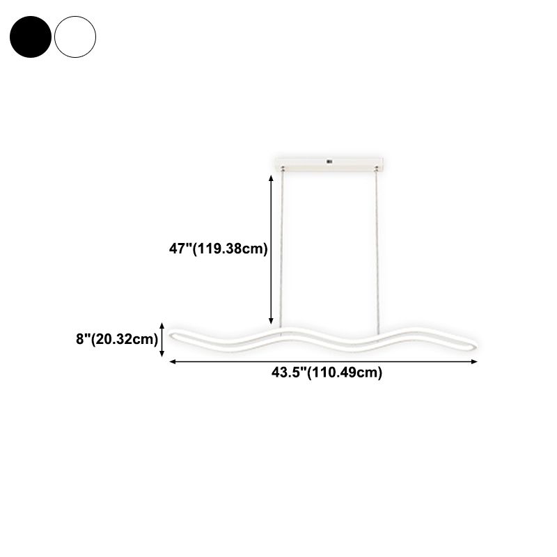 Creative Linear Island Lighting Fixture Modern Style LED Hanging Light for Dining Room