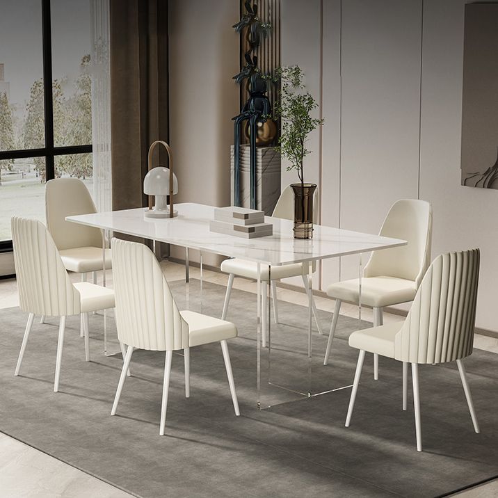 Sintered Stone Dining Table Modern Acrylic Base Table for Kitchen