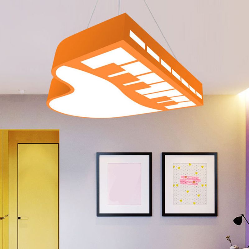 Cartoon LED Hanging Chandelier Piano Pendant Light Kit with Acrylic Shade for Corridor
