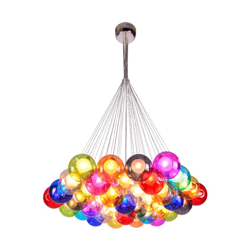 Indoor Globe Clear Glass Multi Hanging Light, Simple Colorful Balls Hanging Lamp
