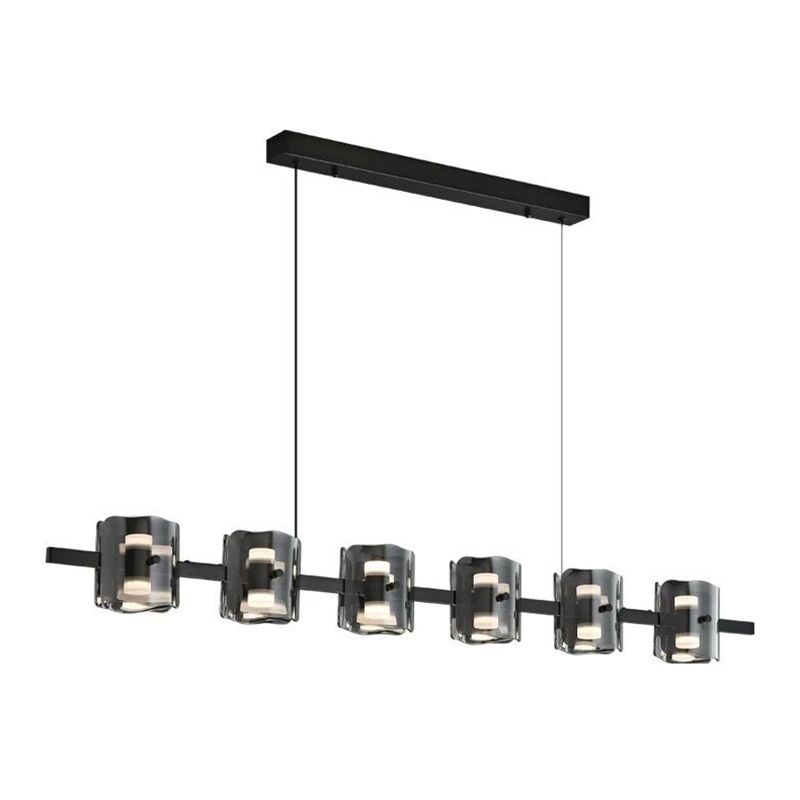 Contemporary Black Hanging Pendant Lights with Glass Shade for Dining Room