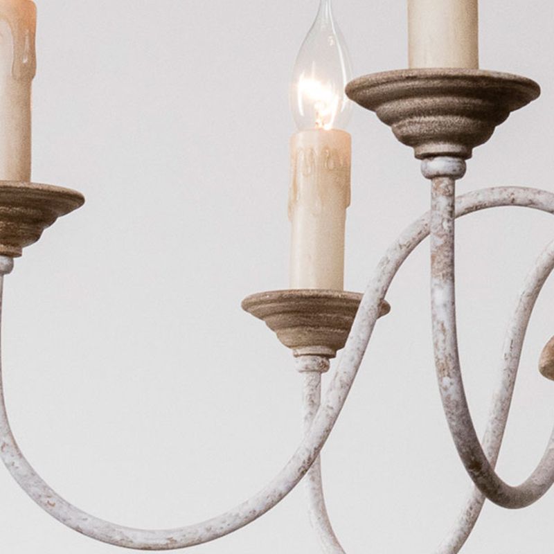 Wooden Candle Pendant Light Rustic Chandelier Lighting for Living Room