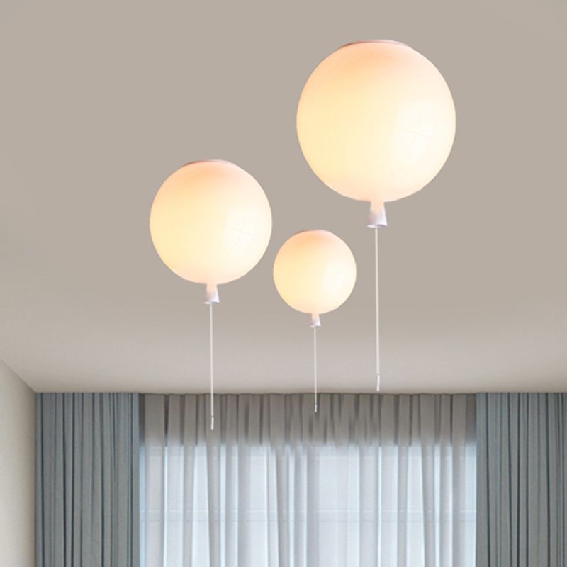 Ballon Shade Pendelleuchte Modernist Style Kunststoff 8"/10" Breite 1 Licht Wohnzimmer Deckenleuchte in Weiß