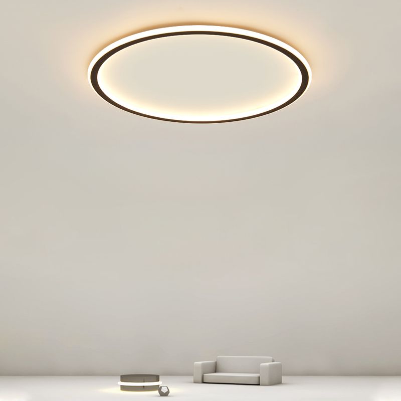 Metal Circle Flush Mount Fixture Simple Style LED Black Flush Mount Fixture