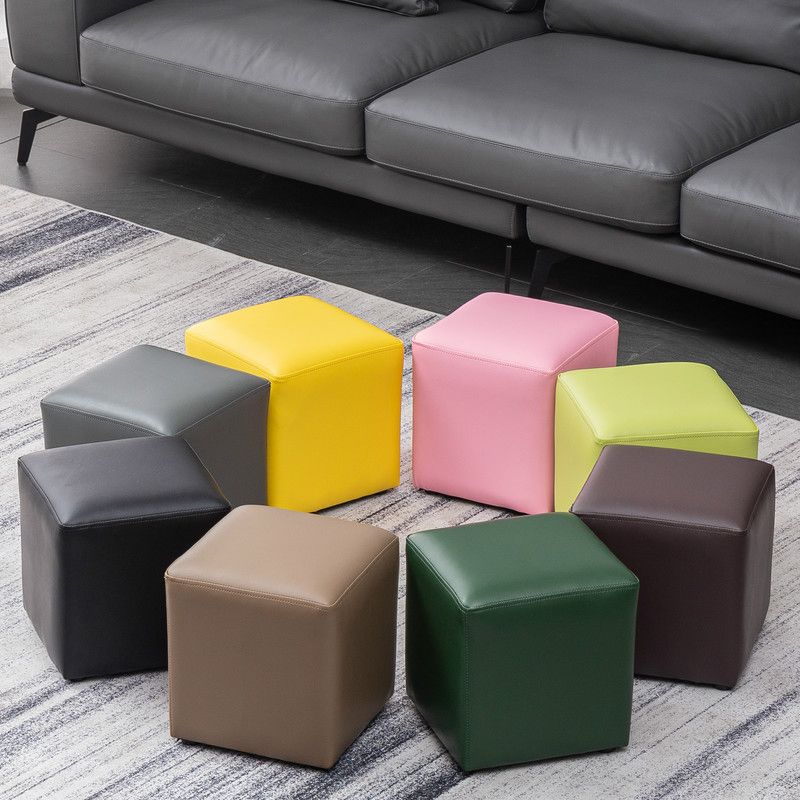 Modern Stain Resistant Ottoman Modern Pure Color Leather Standard