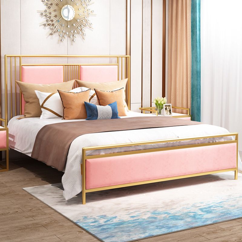 Glam Bed with Rectangle Open-Frame Headboard and Footboard in Iron