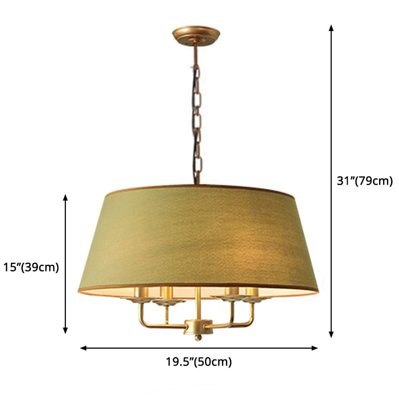 4-Light Traditional Fabric Chandelier Drum Ceiling Light for Dining Room