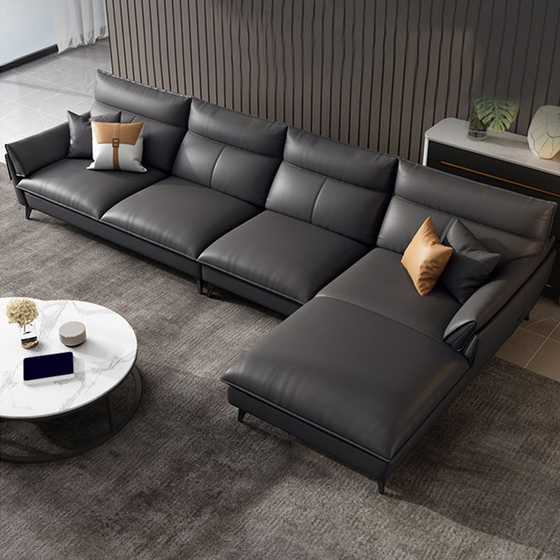 Black/grey Leather Sofa Armrest and Cushioning Back Sponge/latex Seat Filling Sofa Bed