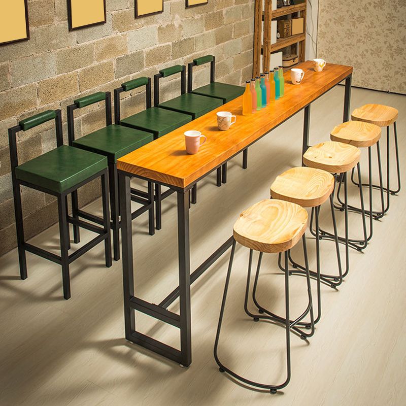 Industrial Bar Table Solid Wood Bar Height Rectangle Pub Table for Breakroom