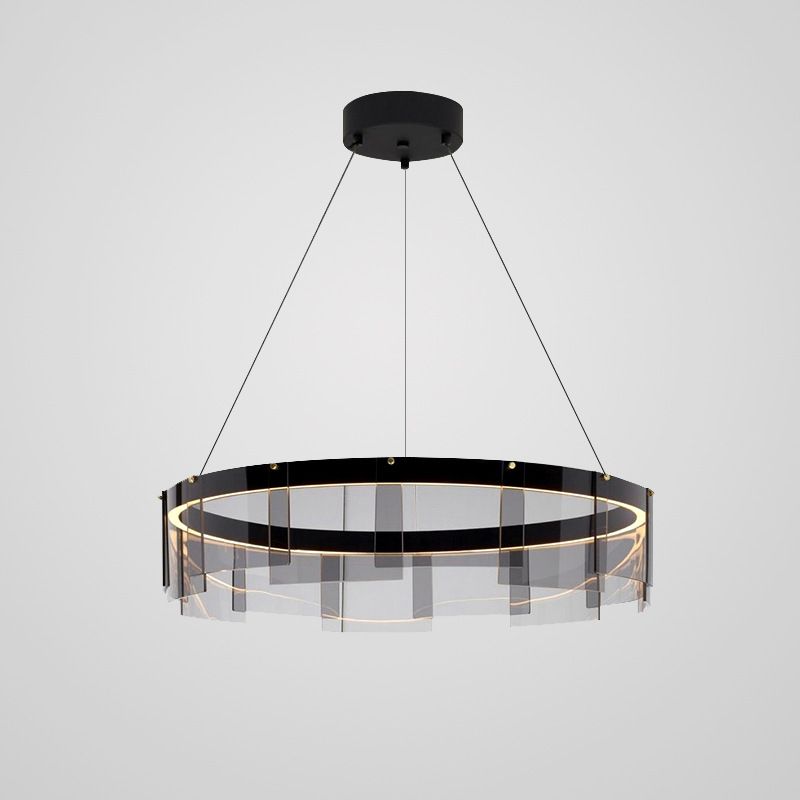 Nordic Contemporary Style LED Chandelier Pendant Light Circular Glass Chandelier