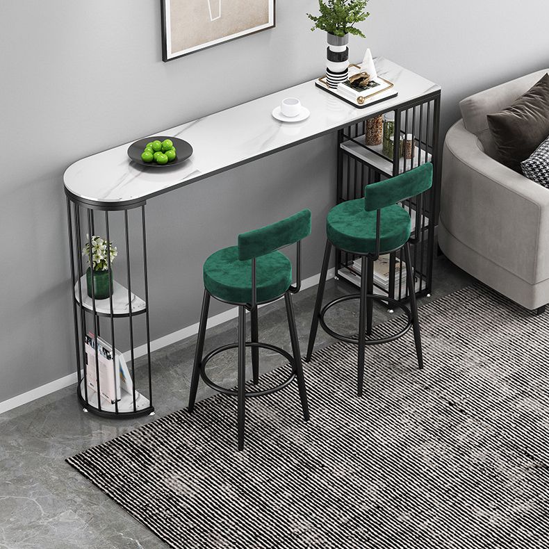 Modern Bar Table Set 1/3/4 Pieces Stone Counter Table with Upholstered Stools