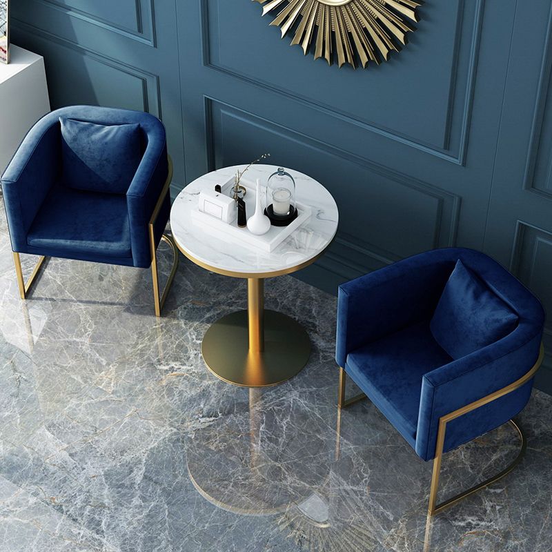 Modern Parsons Arm Chair Velvet Gold Base Dining Chair for Dining Room