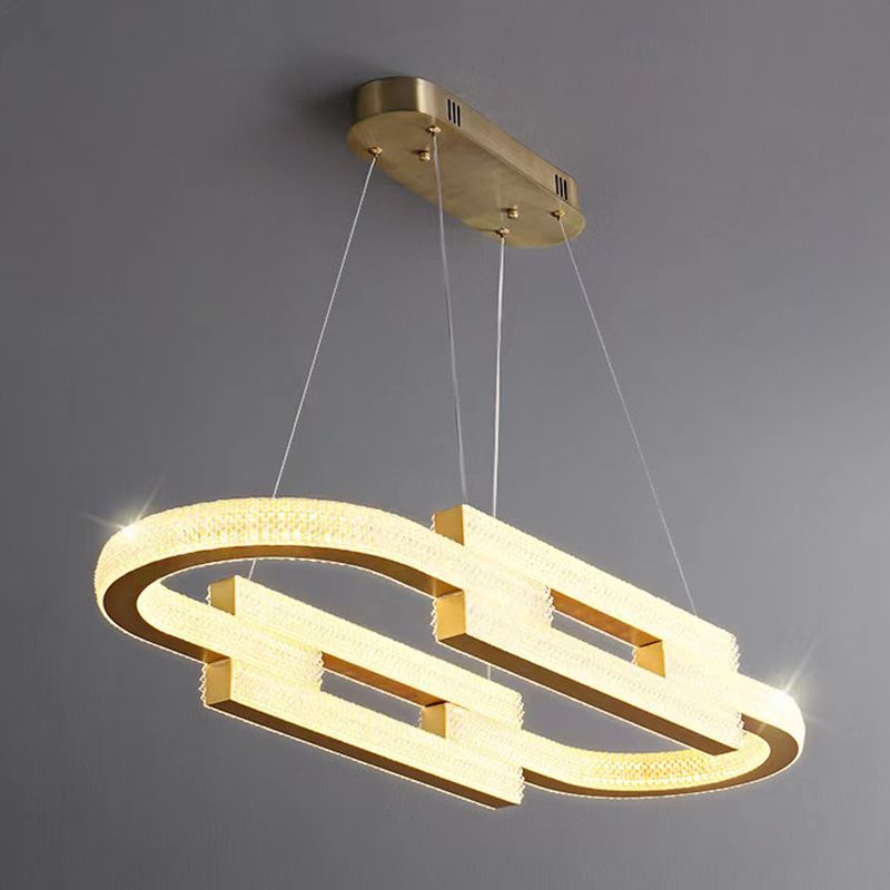 LED Gold Kitchen Island Pendant Oval Metal & Acrylic Ceiling Lighting Fixture