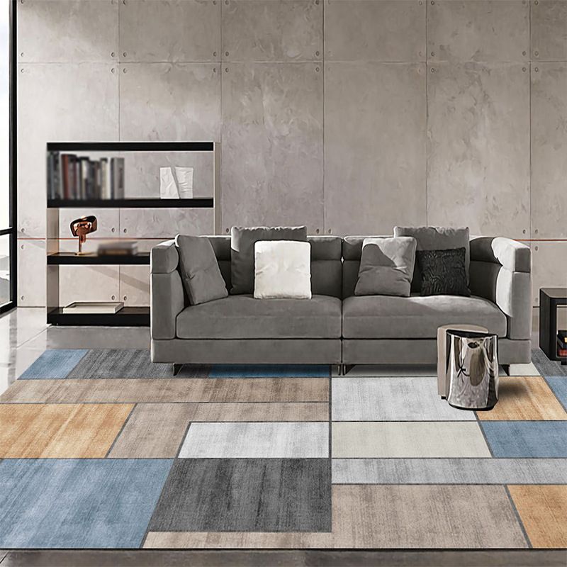 Black Modern Rug Polyester Graphic Area Rug Stain Resistant Rug for Home Decor