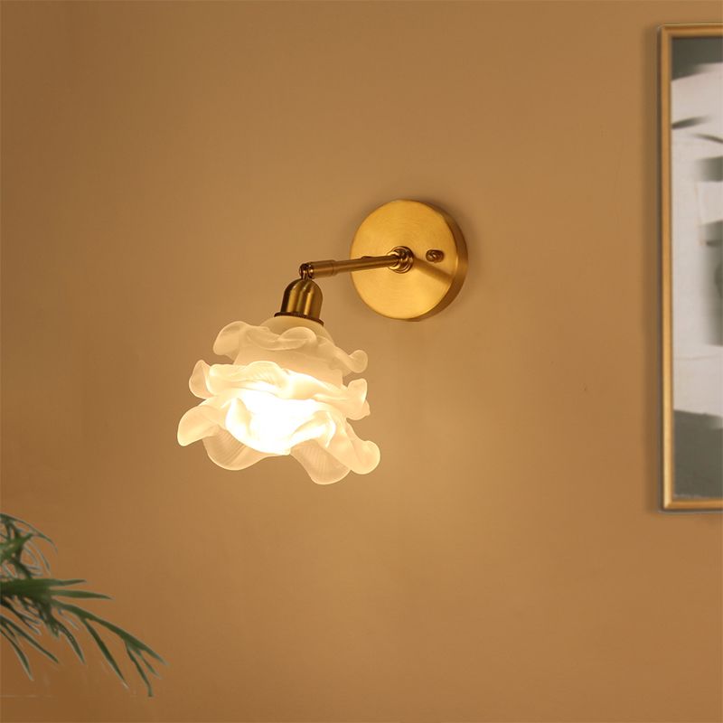 Modernism Glass Shaded Wall Light Golden Metal Lighting for Home