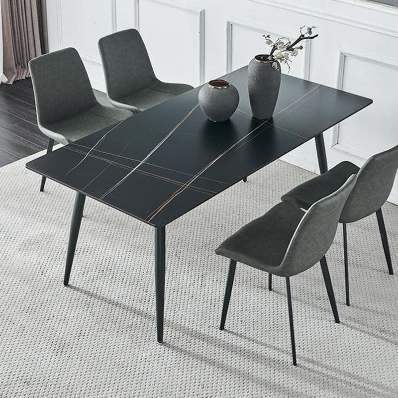 Rectangle Dining Table Industrial Stone Top Dining Table with 4 Legs