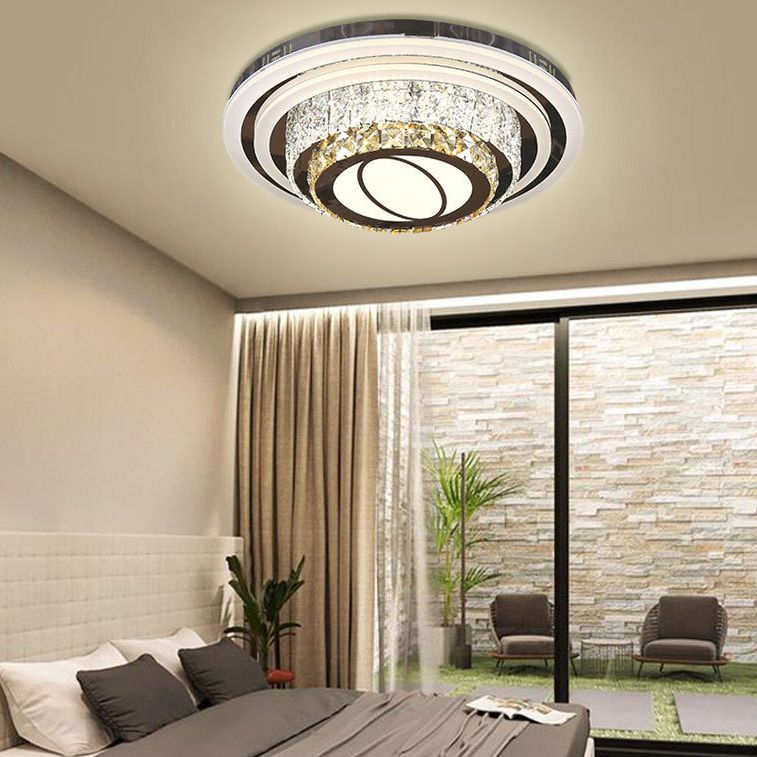 Geometric Crystal LED Ceiling Light in Modern Creative Style Stainless-Steel Ceiling Fixture for Living Room