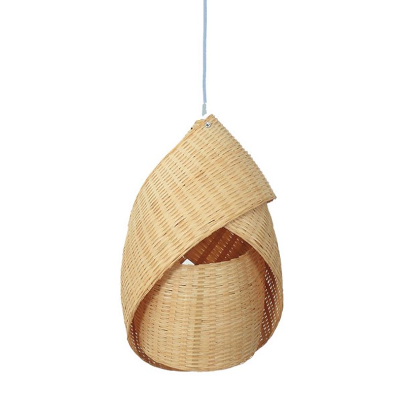 Twist Bamboo Hanging Light Modern 8.5 "/10" de ancho 1 colgante de suspensión beige ligero para restaurante