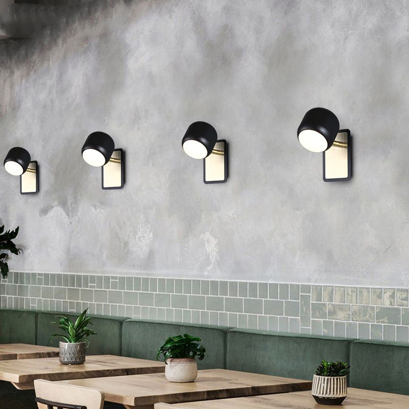Nordic Style Drum Vanity Lamp Metal Bathroom Rotatable LED Wall Light Fixture