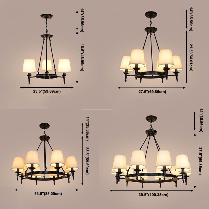 Lámparas colgantes de múltiples cabezas de lámpara de estilo americano luz colgante con sombra de tela blanca