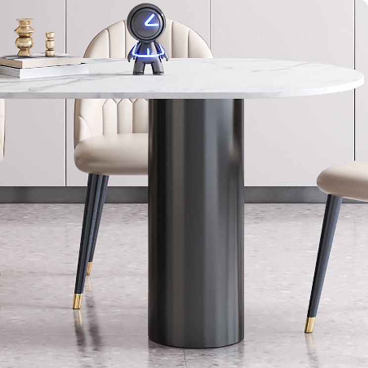 Free Form White Dining Table Sintered Stone Table Contemporary with 3 Legs