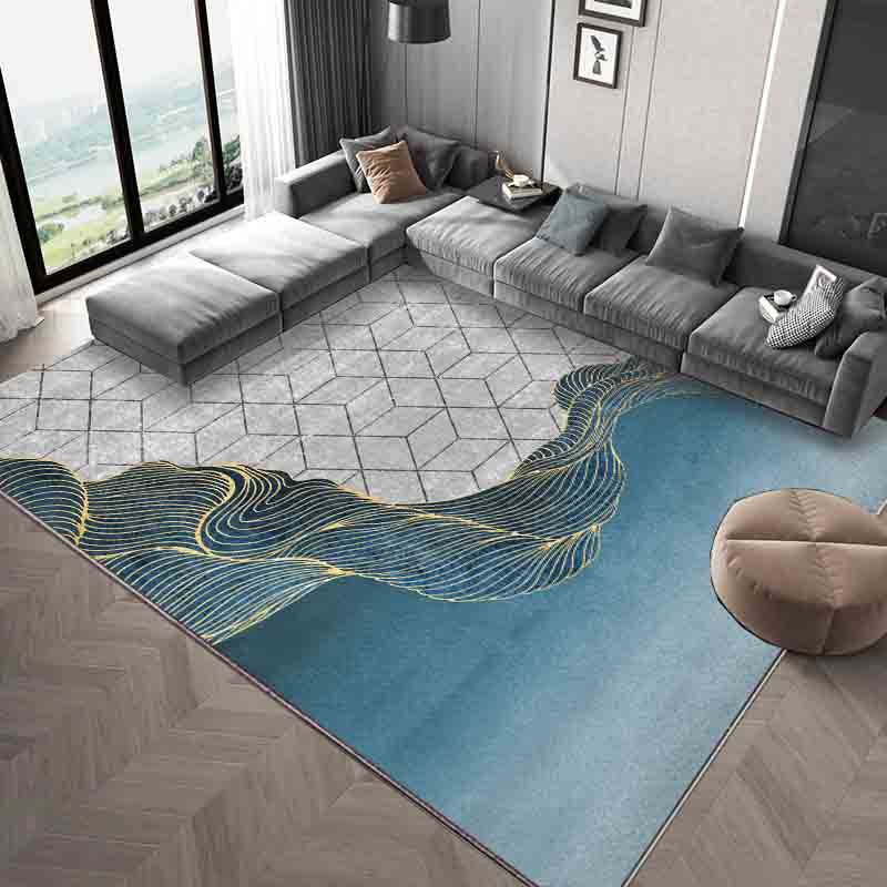 Blackish Green Graphic Rug Polyester Simple Rug Stain Resistant Rug for Living Room