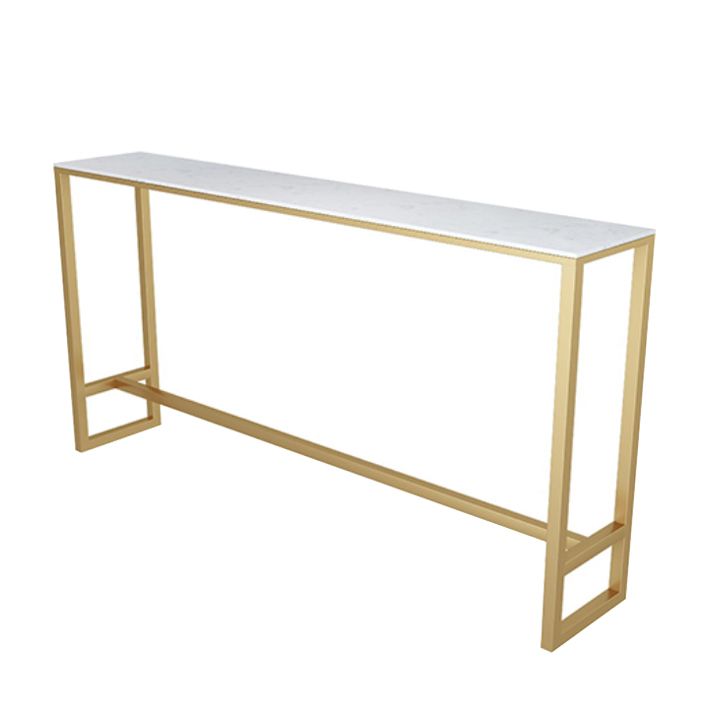 Stone Bar Dining Table Glam Rectangle Bar Table with Trestle Pedestal for Kitchen