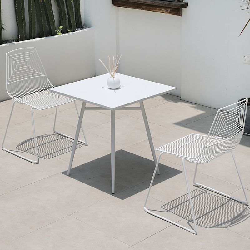 Contemporary Metal Dining Side Chair Open Back Stacking Outdoor Chair