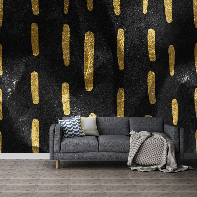 Full-Size Stripes Wall Mural Modern Trendy Foil Wall Art in Dark Color for Living Room
