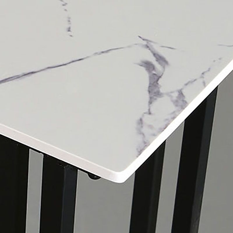 Tavolo da bar per pub in pietra rettangolo glam tavolo da pranzo in ferro nero interno con piedistallo slitta