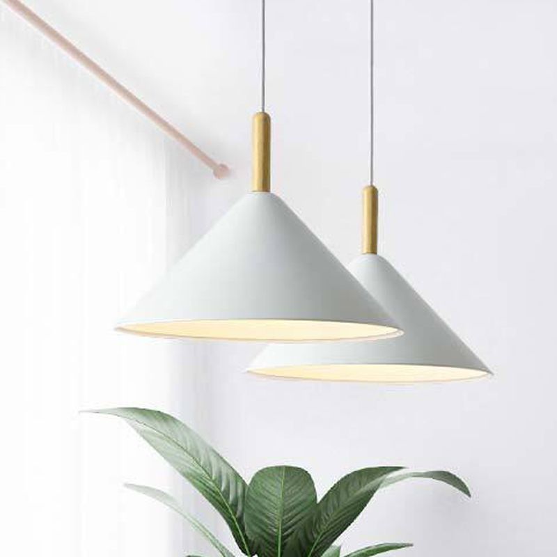 1 illuminazione a sospensione di cono leggero a cono moderno illuminazione sospesa in metallo per sala da pranzo