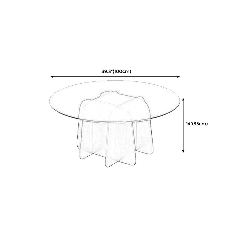 Pedestal Base Coffee Table Round Glass Cocktail Table in Black