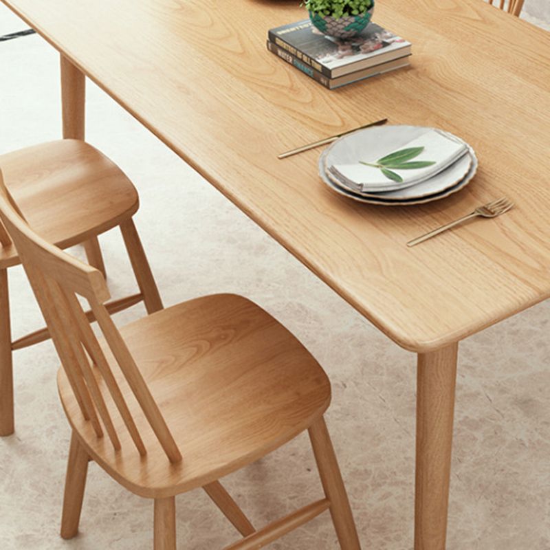 Contemporary 1/2/5/7 Pieces Furniture Rectangle Solid Wood Dining Table Set in Natural