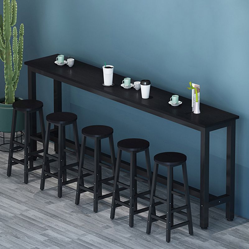 Industrial Rectangle Wood Counter Table 6 Pieces Bar Table Set for Cafe
