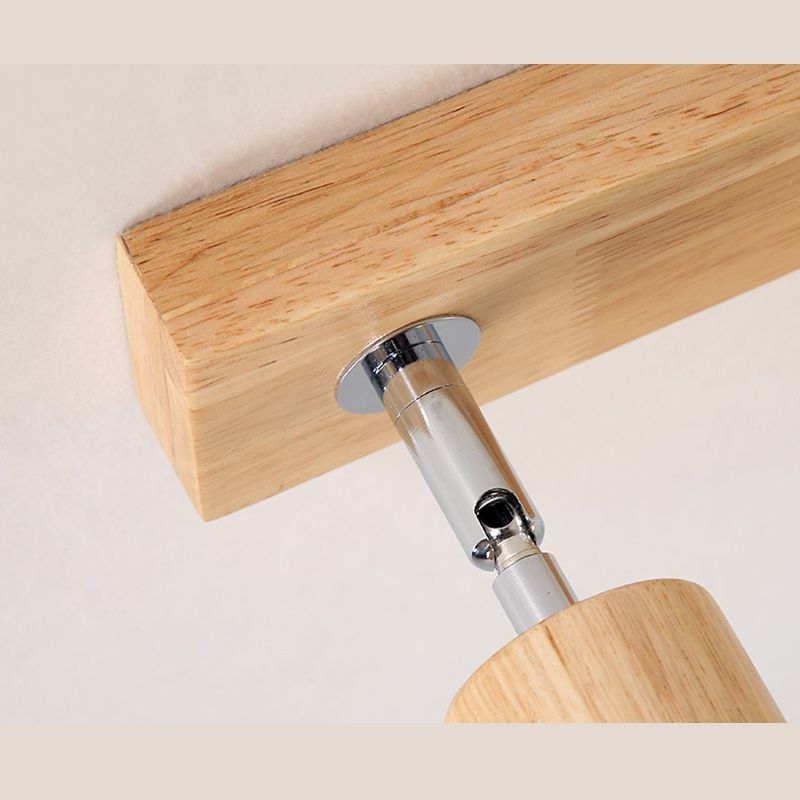 Éclairage sur rail nordique de style japonais, projecteur réglable en bois monté en surface, pour la maison, le salon, l'allée murale et le magasin commercial