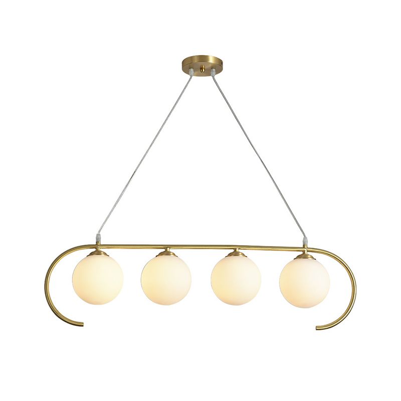 Modern Island Lighting Fixture Minimalist Glass Shade Hanging Light for Dining Room