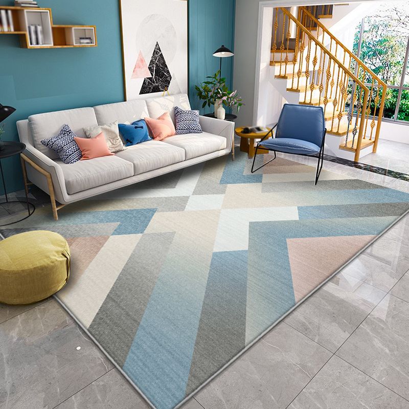 Multicolor Geometric Pattern Rug Polyester Contemporary Rug Pet Friendly Washable Non-Slip Area Rug for Living Room