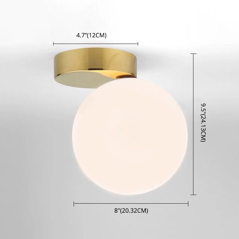 Minimaliste moderne en verre de balle murale lampe crème en verre 1 tête en laiton léger pour le salon de la chambre à coucher