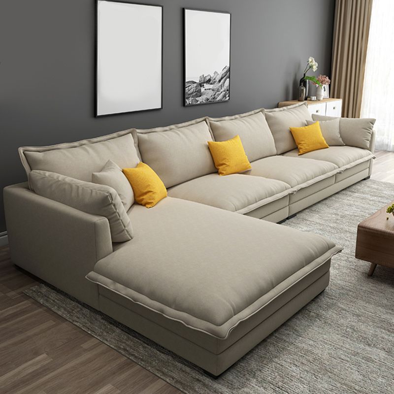 Contemporary Fabric Sofa & Chaise with Pillows for Living Room