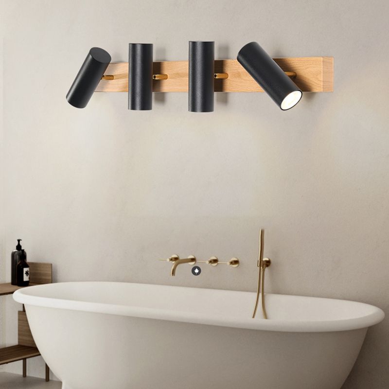 Lámpara de tocador de forma de cilindro de tocador de tocador de hierro de estilo nórdico con sombra de metal para dormitorio