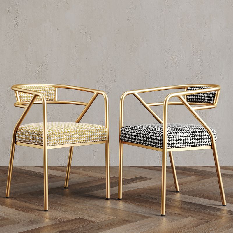 Glam Style Indoor Arm Chair Open Back 21.65" Wide Dining Chair