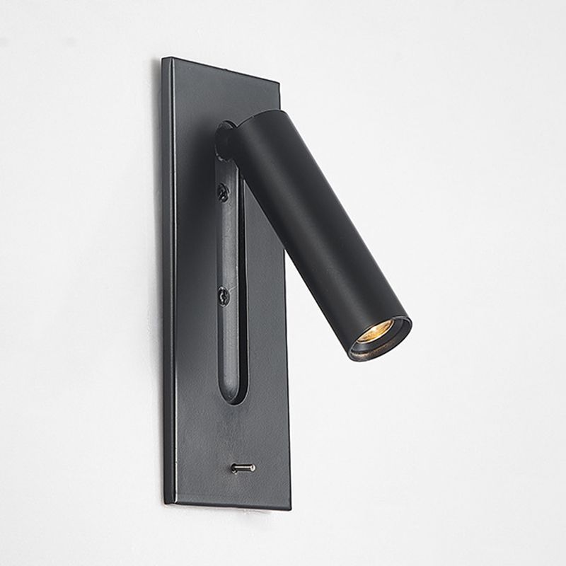 LED Modern Metal Wall Sconce Cylinder Shape Wall Light with Glass Shade for Living Room