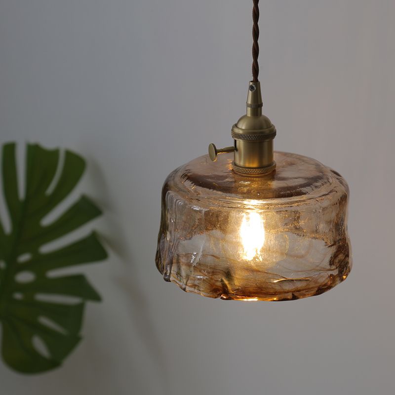 Stile industriale Amber Amber Light Glass 1 Lampada appesa alla luce per camera da letto
