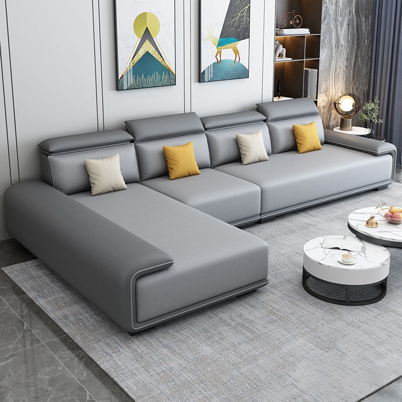 30.3"H Modern Faux Leather Square Arm Sofa & Chaise for Living Room