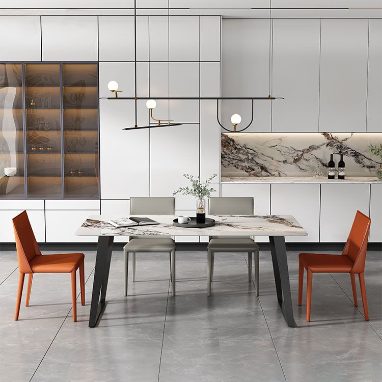 Modern 1/4/5/7 Pieces Dinette Set with Sintered Stone Top Rectangle Dining Table Set