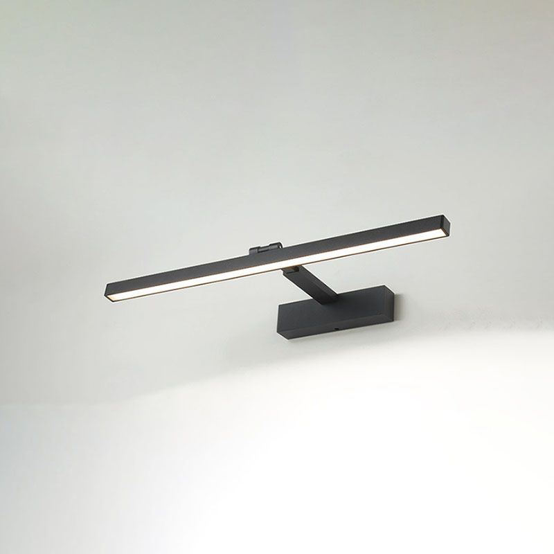 Metal Linear Wall Sconce Modern Style 1-Light Swing Arm Mirror Wall Light Fixture in Black
