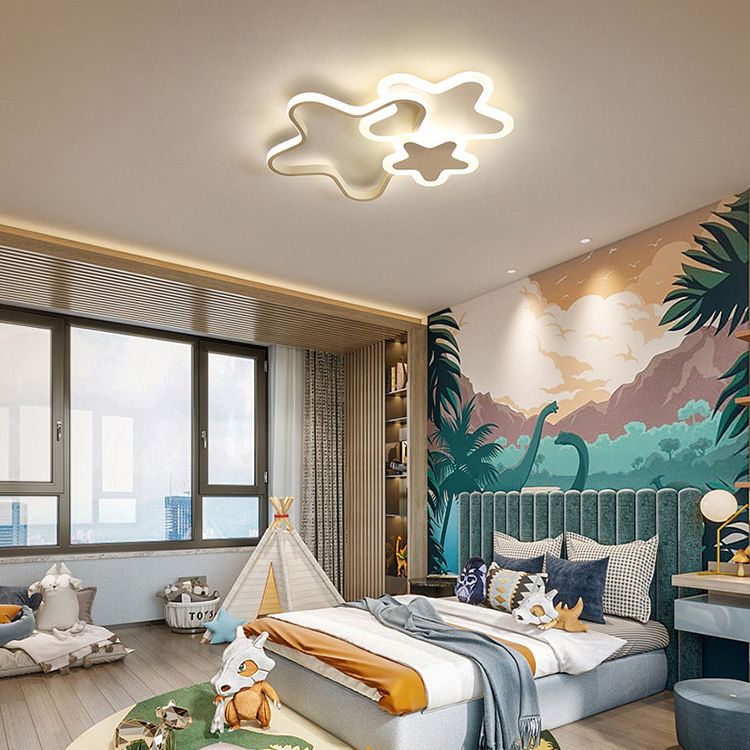 Creative Shaped LED Plafond Licht Kids Room Minimalist Line Design Flush Mount Verlichting Armatuur met Acryl Schaduw