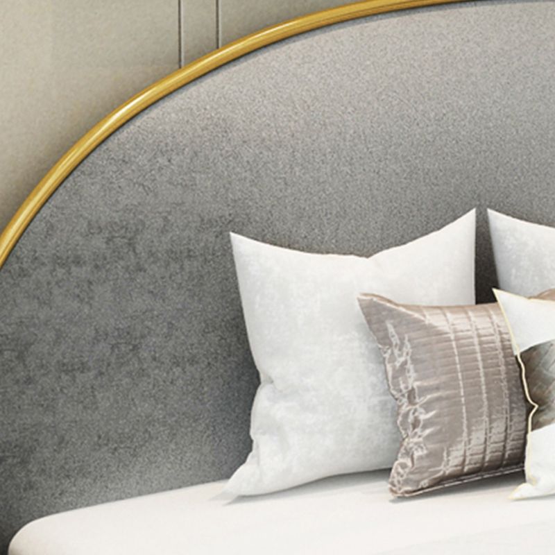 Glam Metal and Upholstered Bed Frame with Arched Upholstered Headboard