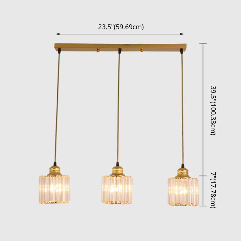 3 luci cilindri multiple lampada a sospensione di vetro a coste industriale luce con cavo sospeso per il ristorante