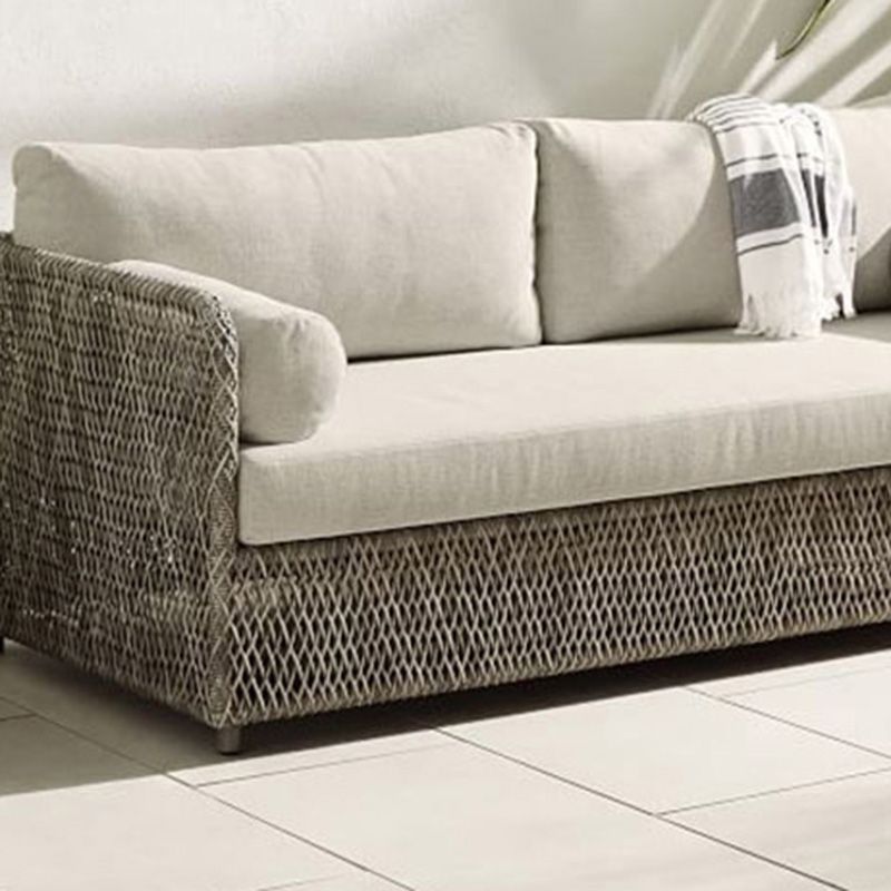 Metal and Rattan Patio Sofa Tropical Style Villa Outdoor Patio Sofa